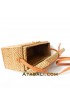 Rectangle Ata Rattan Grass Bag with Leather Clip